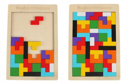 Puzzle Drevené kocky Montessori Tetris Puzzle