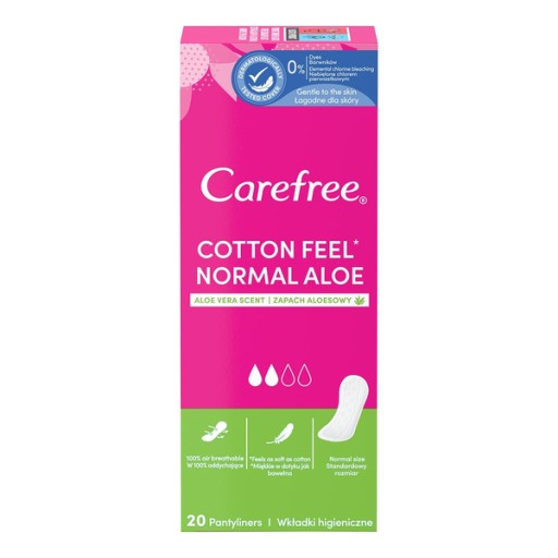 CAREFREE Cotton Feel Normal slipové vložky s vôňou aloe 20 ks