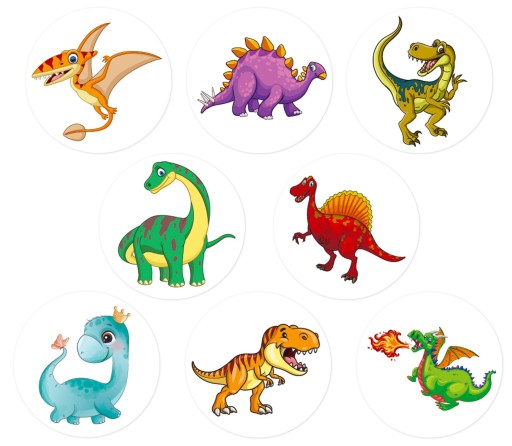 Farebné nálepky na rolke Dinosaury 500 kusov Dekorácie