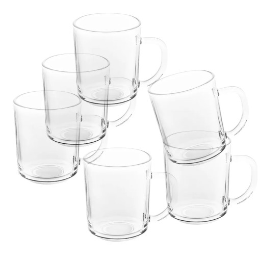 Sklenené hrnčeky, poháre na latte s uškom, Altom Design Porto, 240 ml, 6 kusov