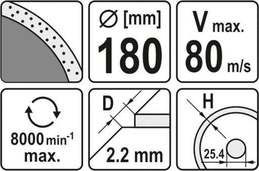 DIAMANTOVÝ DISK NA DLAŽDIČKY BRAVOVÉHO SKLA 180mm YATO