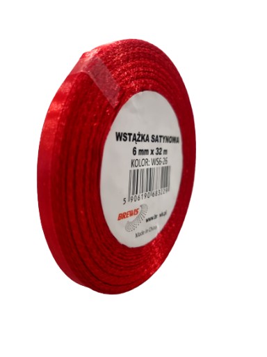 Červená saténová stuha 6 mm x 32 m WS6-26