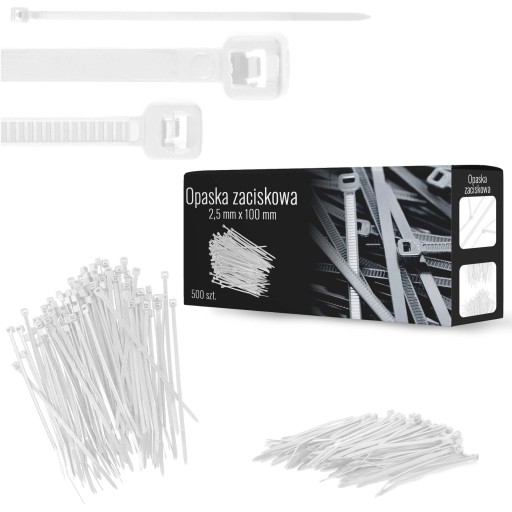 500x sťahovacie pásky Káblové pásky Zipsy 2,5 x 100 mm Silné UV sťahovacie pásky