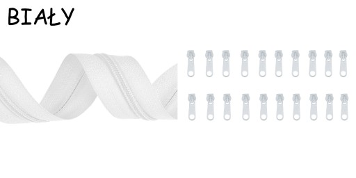 LuxTextil Zipsová PÁSKA Zips 5mm ŠPIRÁLA +20 Zipsov 10m BIELA