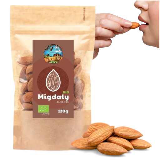 Čerstvé prírodné BIO KETO Diétne mandle veľké celé s certifikátom 120g