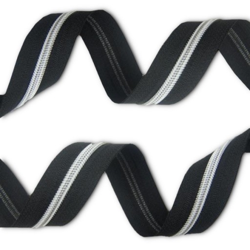 Páska na zips 5mm špirála čierna strieborná špirála