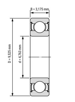 Ložisko R 166 ZZ / 4,763x9,52x3,17 mm