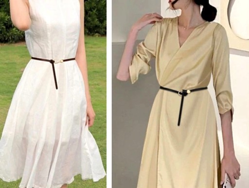 Dámsky šnurovací kožený retro kožený hnedý elegantný úzky dlhý opasok