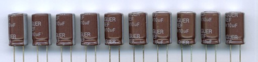 10uF 450V 10 µF 450 V DLHÁ ŽIVOTNOSŤ (10 KS) ELEKTROLYTICKÝ KONDENZÁTOR