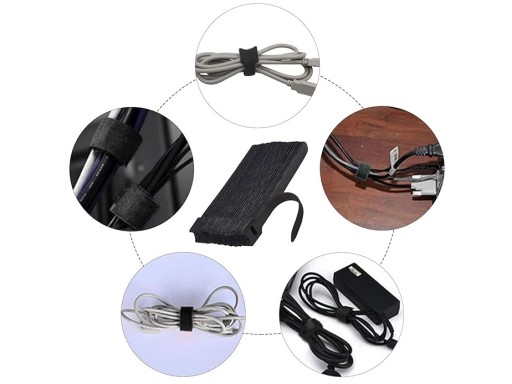VELCRO PÁSKA ORGANIZÁTOR NA KABEL SVIEČKA KRVAZA 15cm ČIERNA 50 ks