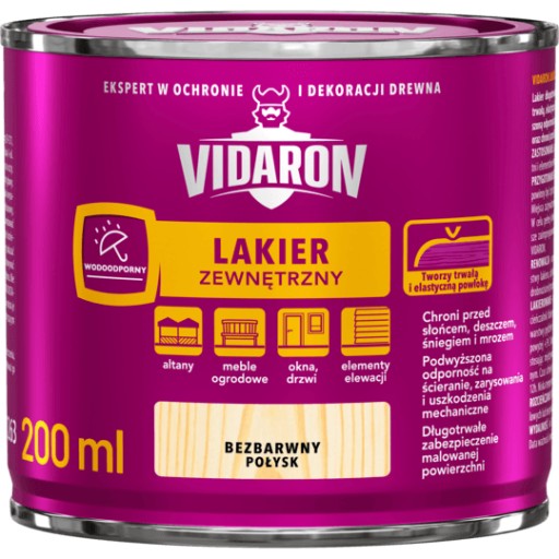 VIDARON ČISTÝ LAK NA DREVO EXTERIÉR 0,2L