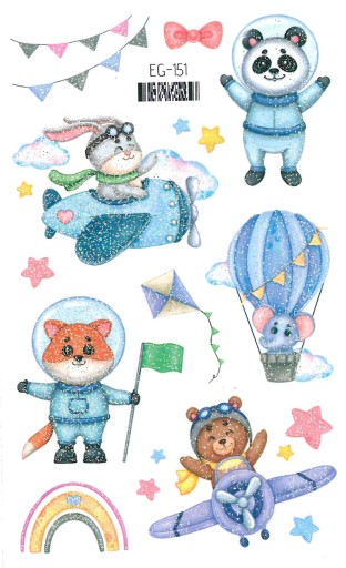 Umývateľné tetovanie pre deti GLITTER ANIMALS EG151