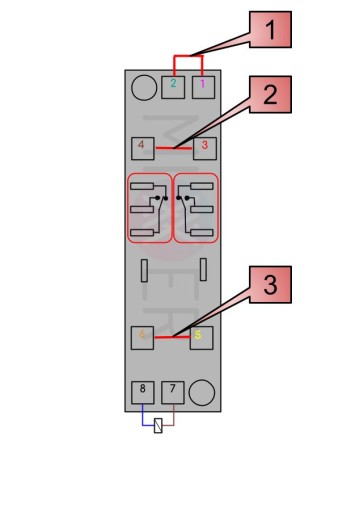 Stýkač Relé 230V AC 2x5A 1x10A so zásuvkou