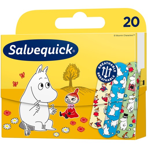 2x náplasti SALVEQUICK MOOMIN pre deti VODEODOLNÉ priedušné 20 ks.