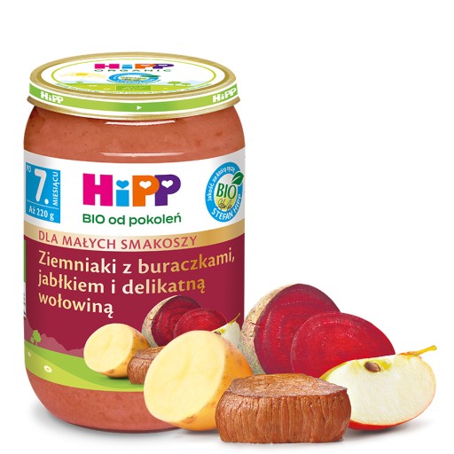 HiPP Zemiaky s jemným bio hovädzím mäsom, 220g