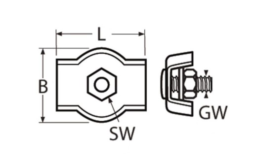 Svorka sedlového lana A4 AISI-316 2 mm