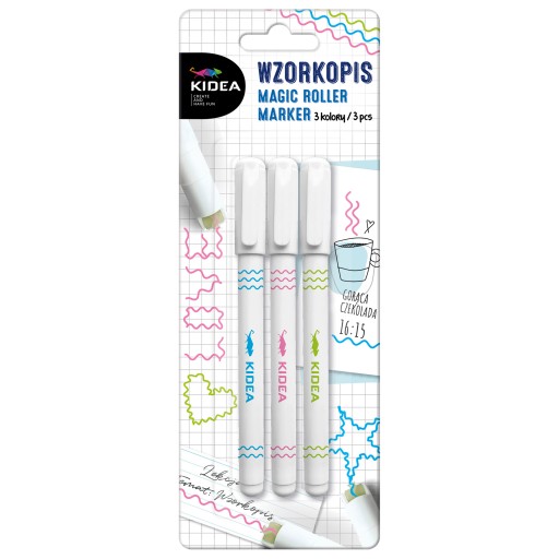 KIDEA Magic fixky so vzorom, 3 farby, vzorové fixky na ozdobu