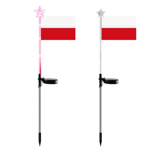 LED SOLÁRNA ZÁHRADNÁ LAMPA S POĽSKOU VLAJKOU