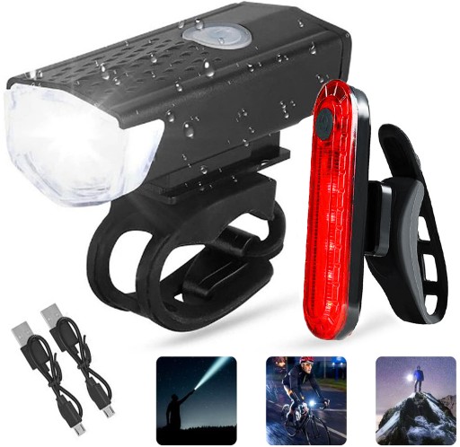 BICYKLOVÁ LAMPA PREDNÁ ZADNÁ LED USB SVETLO VÝKONNÉ BICYKELOVÉ SVETLO PREDNÉ + ZADNÉ
