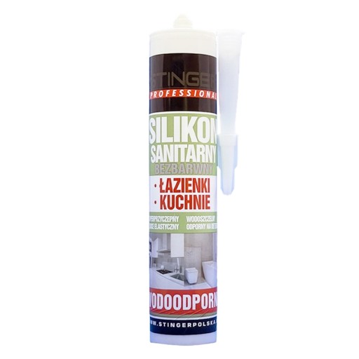 SANITÁRNY silikón, transparentný, BEZFAREBNÝ, do kúpeľne STRONG Stinger 280 ml