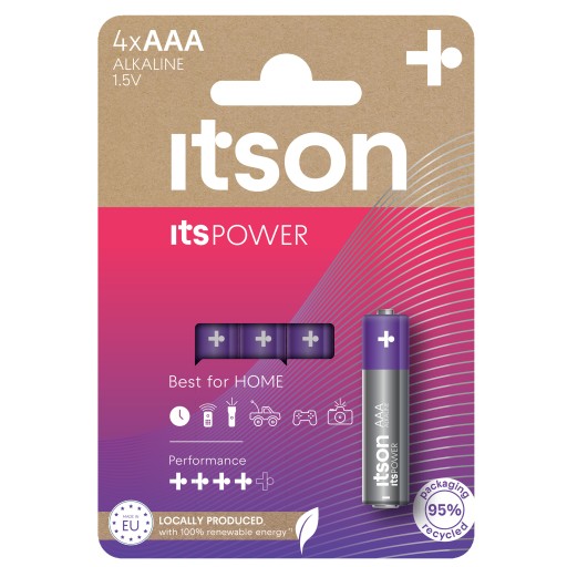 ITSON POWER AAA ALKALICKÉ BATÉRIE 4x VEĽMI ÚČINNÉ BATERKY/HRAČKY/DIAĽKOVÉ OVLÁDANIE