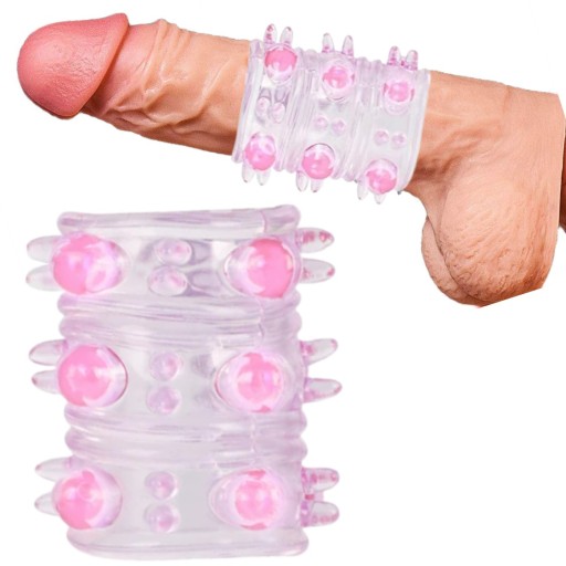 Návlek na penis s vložkami, erekčný krúžok, erotické pomôcky