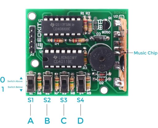 Súprava Electronic Music Box 16, ktorá sa učí spájkovať