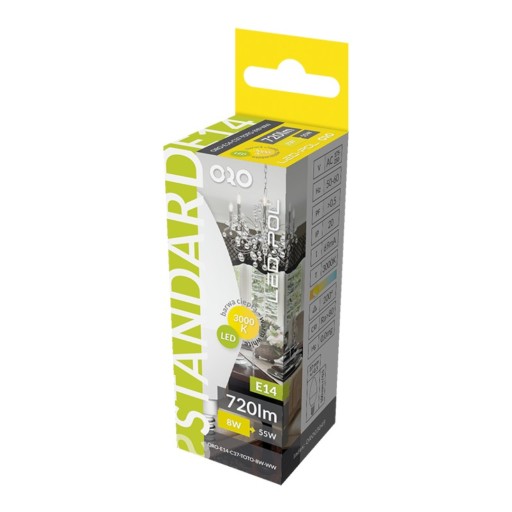 LED žiarovka svetelný zdroj E14 8W 900lm 230VAC 3000K ORO C37 TOTO WW