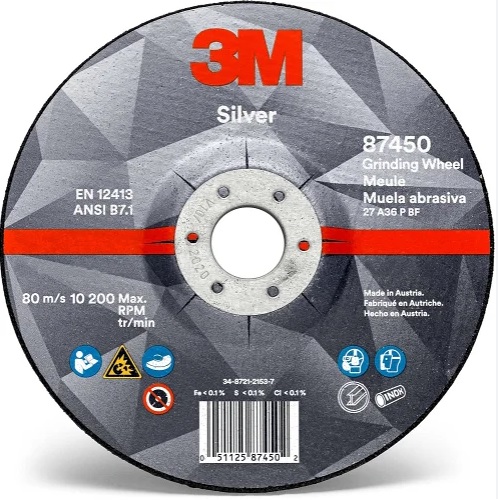 3M 51748 strieborný brúsny kotúč T27 125 mm x 7 mm x 22,2 mm