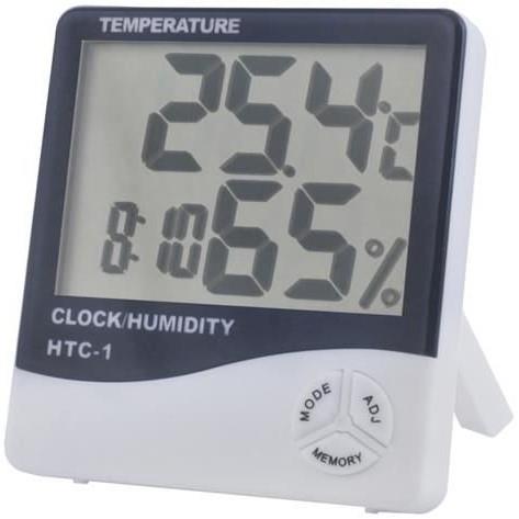 Teplomer, vlhkomer, vlhkomer, hodiny, meteostanica od -10°C do 50°