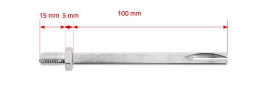 KOLÍK NA KĽUKOVÚ KĽUČKU SO ZÁVITOM 8x8x120mm / M10