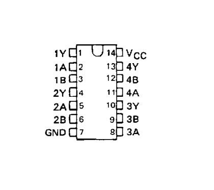 74LS33 IC: 4x 2-vstupové hradla NOR