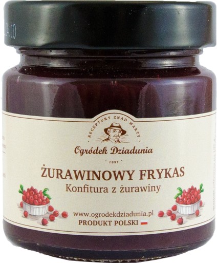 BRUSNICOVÝ DŽEM Z BRUSNICE S CUKROM 240g Ogródek Dziadunia