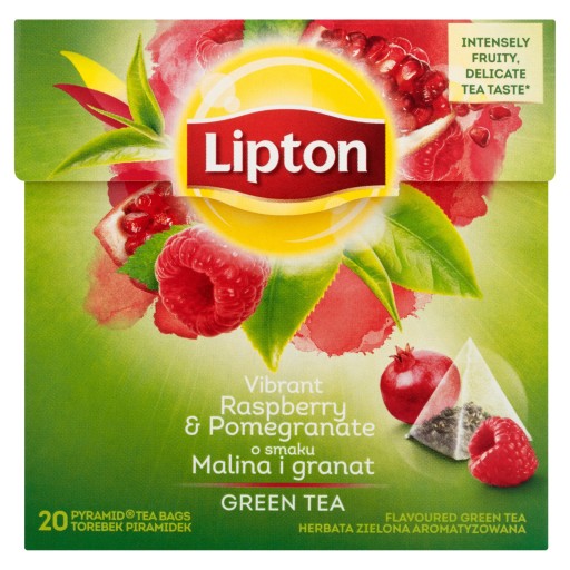 Lipton Raspberry Pomegranate expresné zelené čajové pyramídy 20 ks 28g