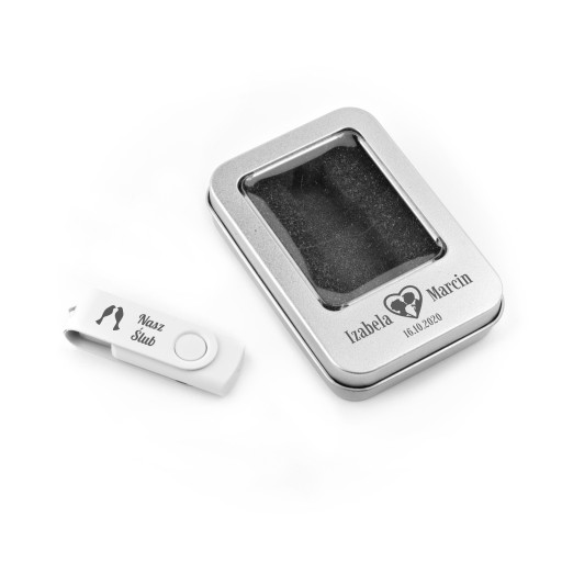 Pendrive 1 GB 2.0 + kovová krabička + SVADOBNÉ gravírovanie