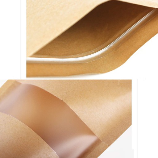 Doypack papierová taška 14x9cm 100ml Kraft Small Window Set 50ks.