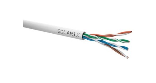 Kábel SOLARIX U/UTP, drôt, PVC Eca, šedý, kat.5e 1 meter