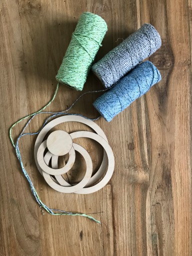Drevený krúžok, základňa, lapač, kruh MACRAME 4 ks