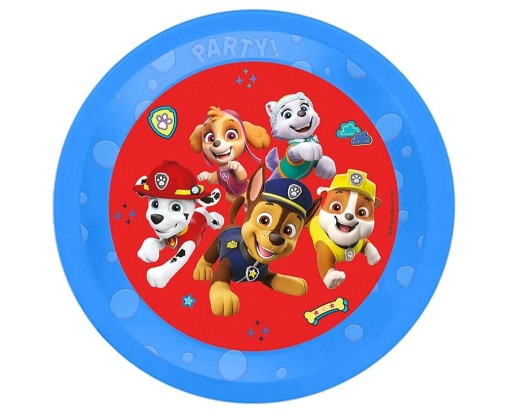 Paw Patrol červený plastový tanier, opakovane použiteľný, 21 cm