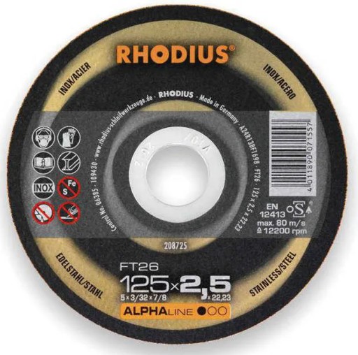 Rezný kotúč na kov 125 x 2,0 x 22,23 mm Rhodiu