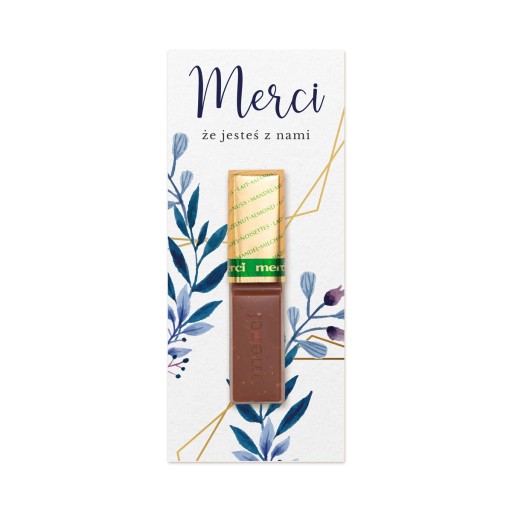 Svadobná poďakovanie MERCI zelená so zlatou x10