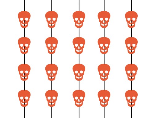 Halloweenska ozdoba na zavesenie lebky - 20 ks