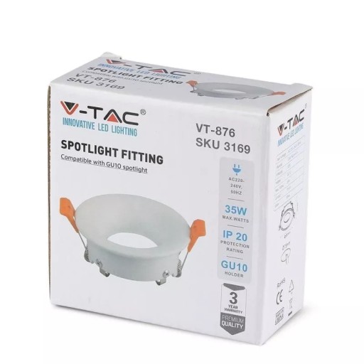 V-TAC GU10 zapustené očko okrúhle biele VT-876 3-ročná záruka