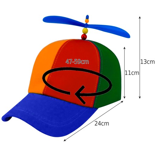 Čiapka s vrtuľou Rainbow Baseball Head Windmill Summer with Propeller