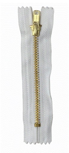 Nerozoberateľný kovový zips, biely, 10 cm