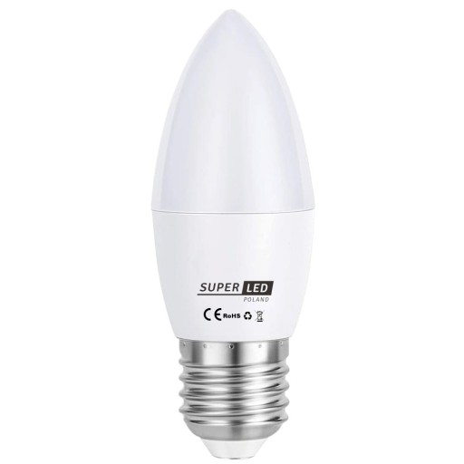 E27 LED žiarovka 7W = 60W 630 lm C37 CCD Viac lumenov SuperLED sviečka
