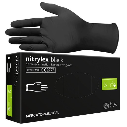 Nitrilové rukavice BLACK S Kadernícke ochranné lekárske rukavice 100 ks