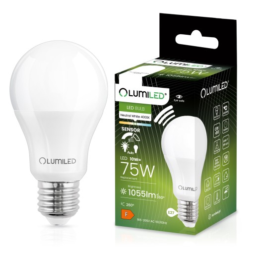 E27 LED ŽIAROVKA 10W S POHYBOVÝM A SÚMRAKOVÝM SNÍMAČOM