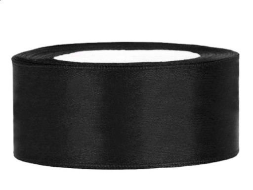Saténová stuha 25 mm / 25 m čierna