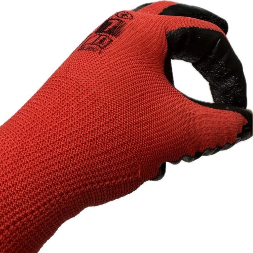 STALCO, polyester 7, červené, pracovné rukavice BOZP do záhrady a garáže